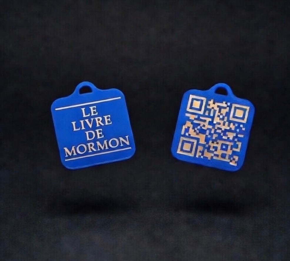 Book of Mormon QR code key fob